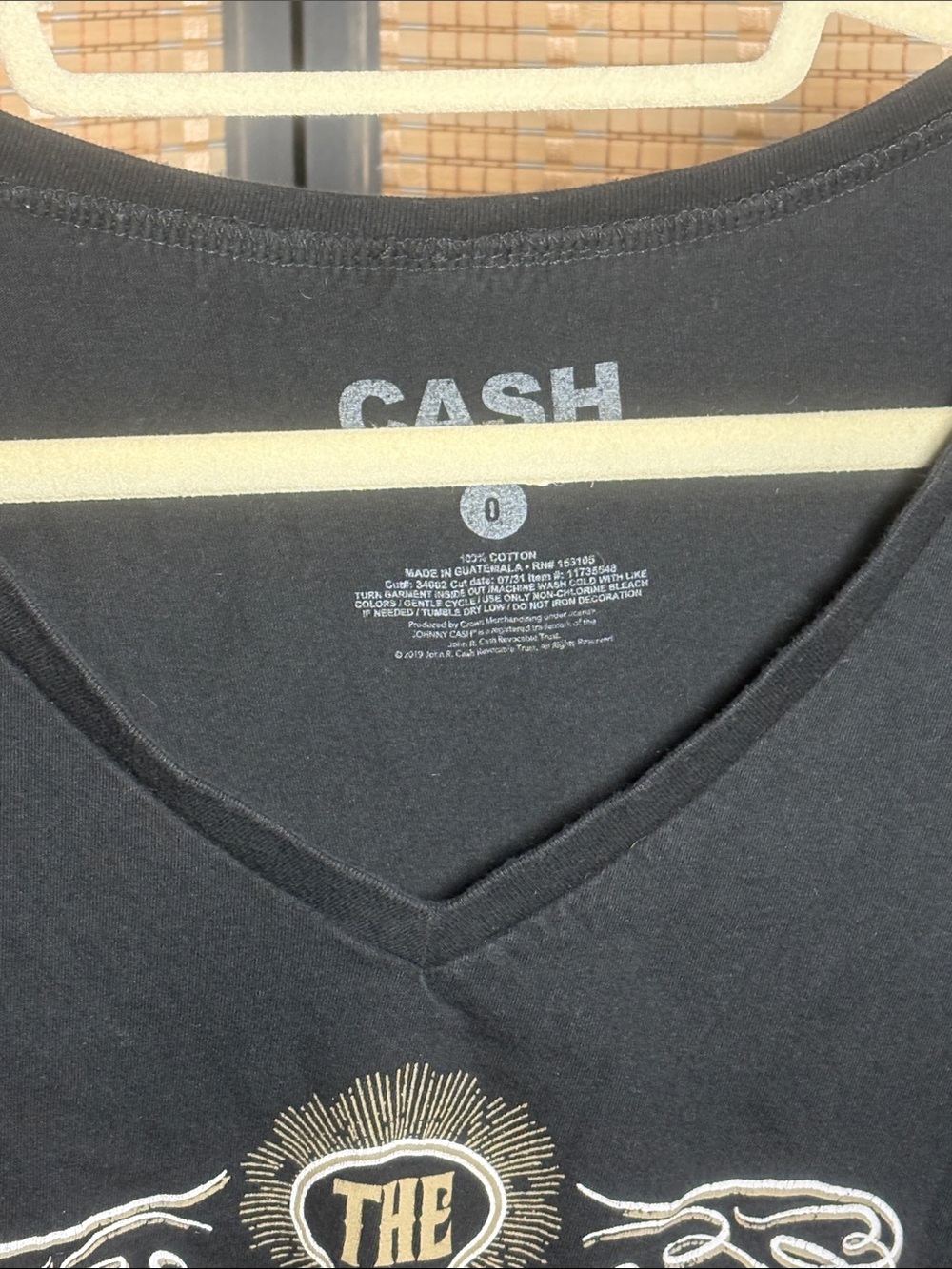 Johnny Cash 'Man in Black' Graphic V-Neck Tee - Black - Picture 2 of 2